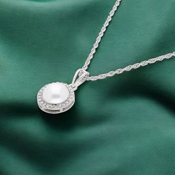 Crash.Club By CKC Rhodium-Plated Cubic Zirconia Studded Circular Shaped Pendant With Chain-image-52