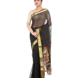 Pinkloom Black Woven Saree Without Blouse Piece-picture-23