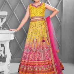 JAY NAGNATH FAB Girls Printed Beads and Stones Ready to Wear Lehenga & Blouse With Dupatta-52