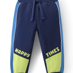 Babyhug Cotton Looper Knit Full Length Lounge Pant Text Print - Navy Blue-image-69