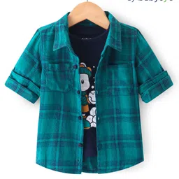 Babyoye 100% Cotton WovenCheckered Full Sleeves Shirt with T-Shirt - Multicolor-picture-45