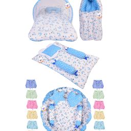 Babytoons New Born Bedding Set Combo & Baby Cloth Nappies (0-6 Months) Blue-3
