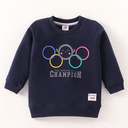 Zero Cotton Knit Full Sleeves Text Printed T-Shirt - Navy Blue-picture-15