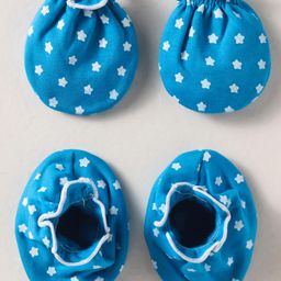 Ben Benny Fleece Knit Mittens and Booties Star Prints - Blue-image-16