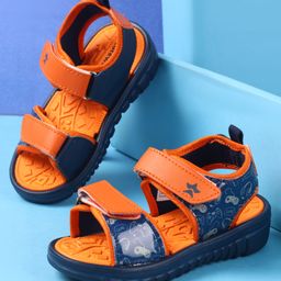 Cute Walk by Babyhug Velcro Closure Sandals with Game Theme Print -Navy Blue-91