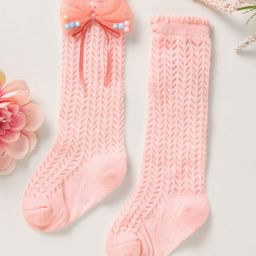 KIDLINGSS Cotton Bow Applique Detailed & Self Designed Socks - Pink-image-17