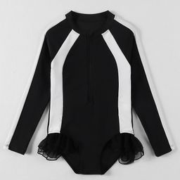 Mark & Mia Full Raglan Sleeves V Cut Swimsuit - Black-27