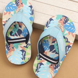 Cute Walk by Babyhug Flip Flops with Back Strap Closure & Tropical Theme Print - Blue-image-86