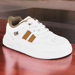 Lil Lollipop Colour Blocked Perforated Lace Up Shoes - White & Brown-image-34