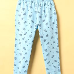 Evimo Single Jersey Knit Full Length Leggings With Floral Print - Light Blue-image-88