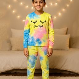 Unicorns Cotton Woven Full Sleeves Good Night Text Printed Coordinating Night Suit Set - Multi Colour-image-39