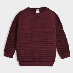 Mi Arcus 100% Cotton Knit Full Sleeves Self Designed Sweater - Maroon-picture-9