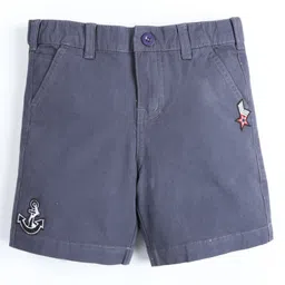 Kiddopanti Cotton Woven Anchor Patch Detailed Short - Dark Grey-picture-27