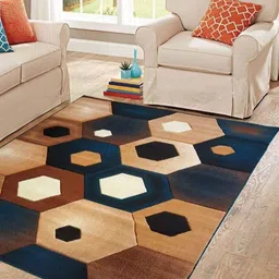 Samjeeda Handloom carpets Black Geometric Anti-Skid Polyester Carpet-image-83