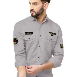GREENFLAIR Men Classic Slim Fit Spread Collar Solid Casual Shirt-image-47