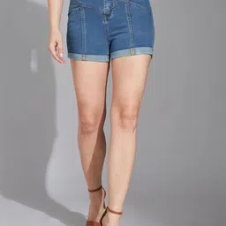 Life With Pockets Women High-Rise Relaxed Fit Denim Shorts-image-96