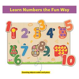 Little Berry Numbers Counting 1-10 Wooden Puzzle Tray Knob and Peg Puzzle Multicolour - 10 Pegs image 5