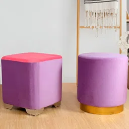Shadowkart Set Of 2 Purple Pouffes Sitting Ottomans-18