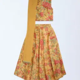 Utsa Kids by Westside Yellow Floral Ghagra, Choli, and Dupatta Set-picture-30