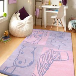 Pequra Pink & Purple Wild Animal Cartoon Hand Tufted Wool Kids Carpet - Set of 1-image-24