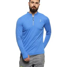 Campus Sutra Royal Blue Henley Polyester T-Shirt-image-16