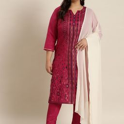 Sztori Plus Size Ethnic Motifs Printed Kurta with Trousers & Dupatta-26