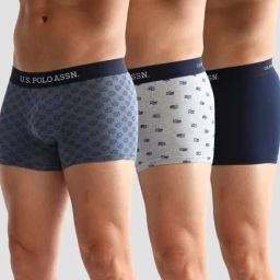U.S. Polo Assn. Multicolored Cotton Regular Fit Printed Trunks - Pack Of 3-15