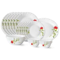 Larah by Borosil Oriental White Opalware 21 Pieces Dinner Set-image-49
