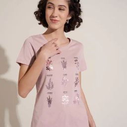 Honey by Pantaloons Burnished Lilac Print T-Shirt-image-24