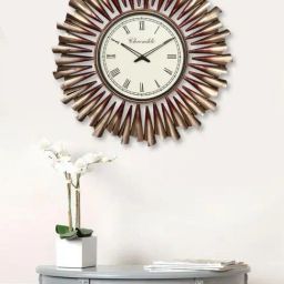CHRONIKLE Designer Frame Golden Iron Roman Number Analog Wall Clock-16