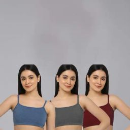 AROUSY Blue & Grey Cotton Beginner's Bra - Pack Of 3-29