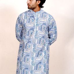 The Kurta Studio Geometric Printed Mandarin Collar Cotton Straight Kurta-picture-13