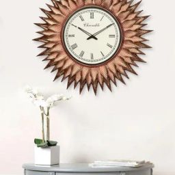 CHRONIKLE Sun Burst Style Brown and Pink Iron Roman Number Analog Wall Clock-22