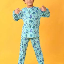 Anthrilo Kids Aqua Cotton Printed Full Sleeves T-Shirt & Trouser-image-68