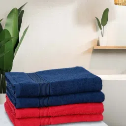 Bianca D'ross Navy & Red 100% Cotton 380 GSM Bath Towels - Set of 4-1
