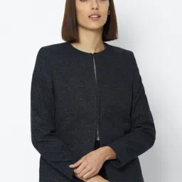 Allen Solly Navy Round Neck Full Sleeves Blazer-image-47