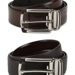 Louis Philippe Black & Brown Textured Formal Reversible Leather Belt for Men-14