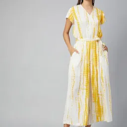 StyleStone Yellow & White Printed Jumpsuit-17
