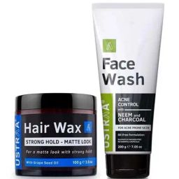 Ustraa Hair Wax Matte Look & Neem & Charcoal Face Wash-image-58