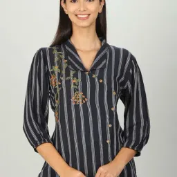 mustard Blue collar stripe Shirt-picture-38
