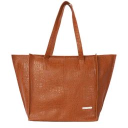 Bagsy Malone Croco Tan Animal Effect Medium Tote Handbag-image-86
