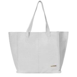 Bagsy Malone Croco White Animal Effect Medium Tote Handbag-image-47