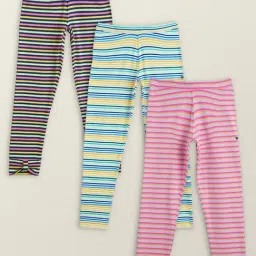 XY Life Kids Multicolor Cotton Striped Leggings (Pack of 3)-picture-21