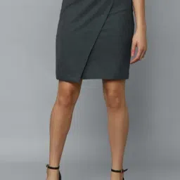 Allen Solly Grey Chequered A-Line Skirt-image-35