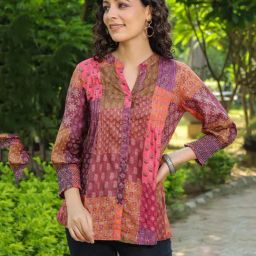 Rain and Rainbow Multicolor Cotton Printed A Line Kurti-picture-21