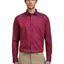 Louis Philippe Maroon Cotton Slim Fit Shirt-image-19