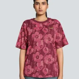Puma Maroon Cotton Printed T-Shirt-image-15