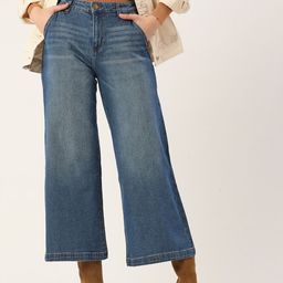DressBerry Women Blue Wide Leg Light Fade Stretchable Jeans-picture-43