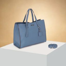 Forever Glam by Pantaloons Blue Textured Medium Tote Handbag-58