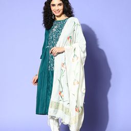 SheWill Women Ethnic Motifs Silk Blend Hyper Texture Kurta Set-image-75